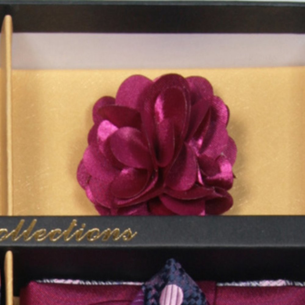 6 Piece Pink Purple Silver Necktie & Bow Tie Set - Picture 5 of 6